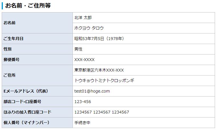 登録情報詳細の画像です。